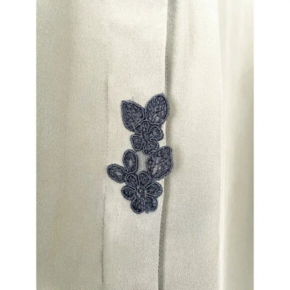 AllSaints Alex Silk Shirt Tunic Dress Olive Green Black Applique UK 10 US 6 - Picture 10 of 16